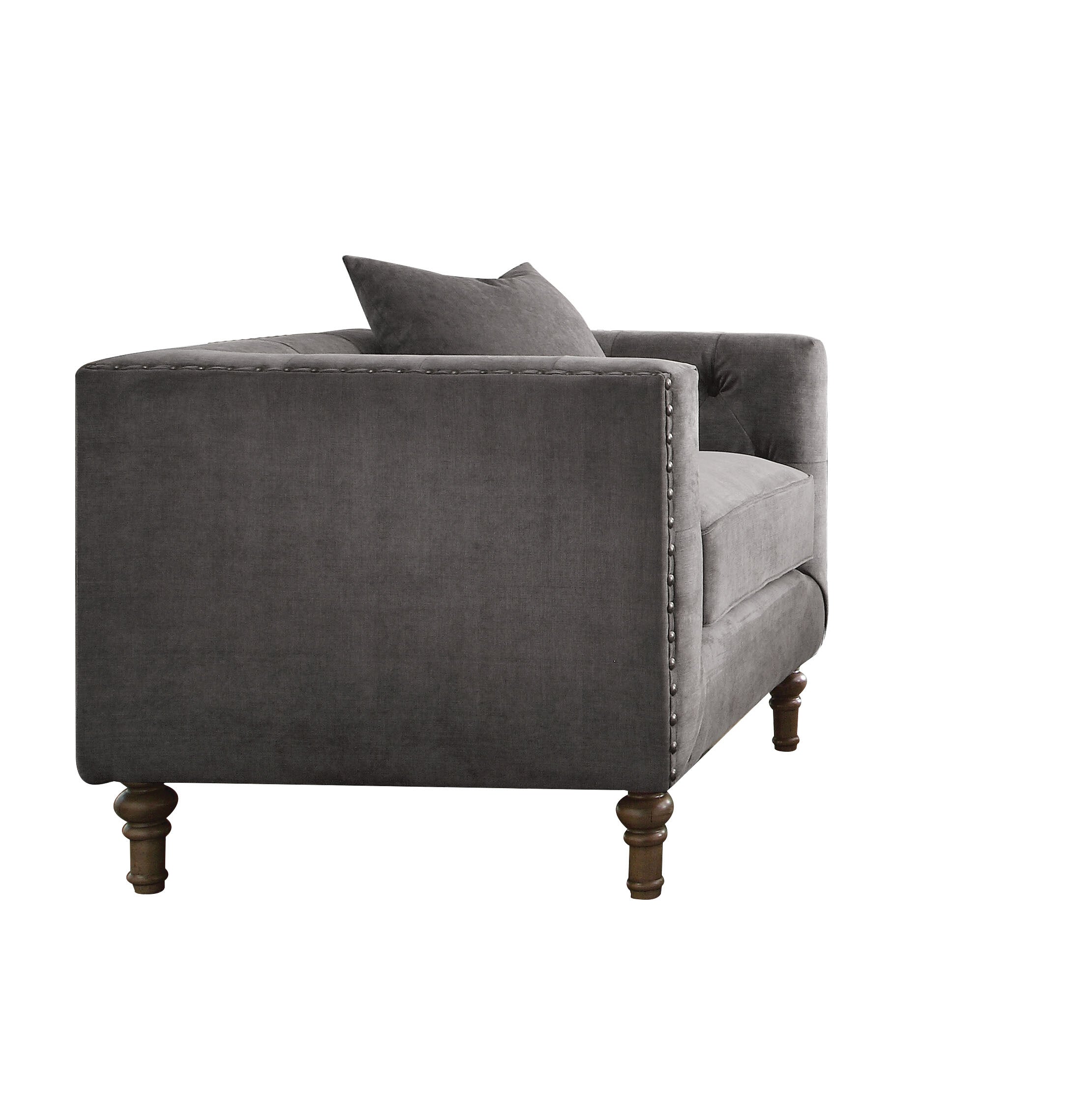 Grey Accent Chair with Pillow