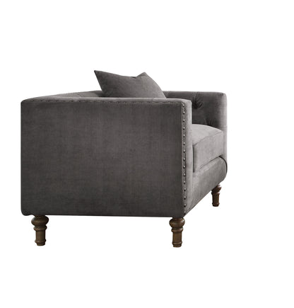 Grey Accent Chair with Pillow