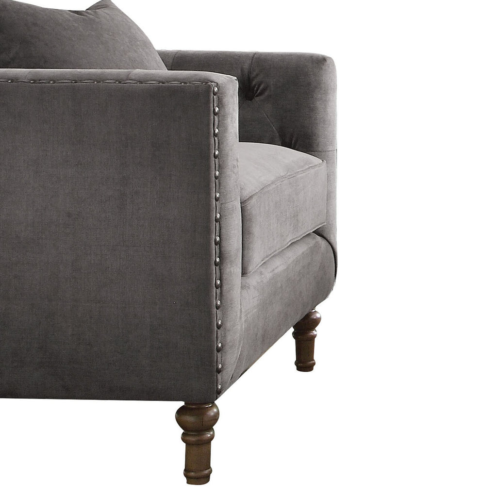 Grey Accent Chair with Pillow