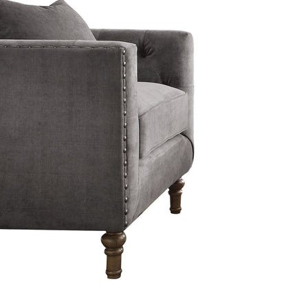 Grey Accent Chair with Pillow