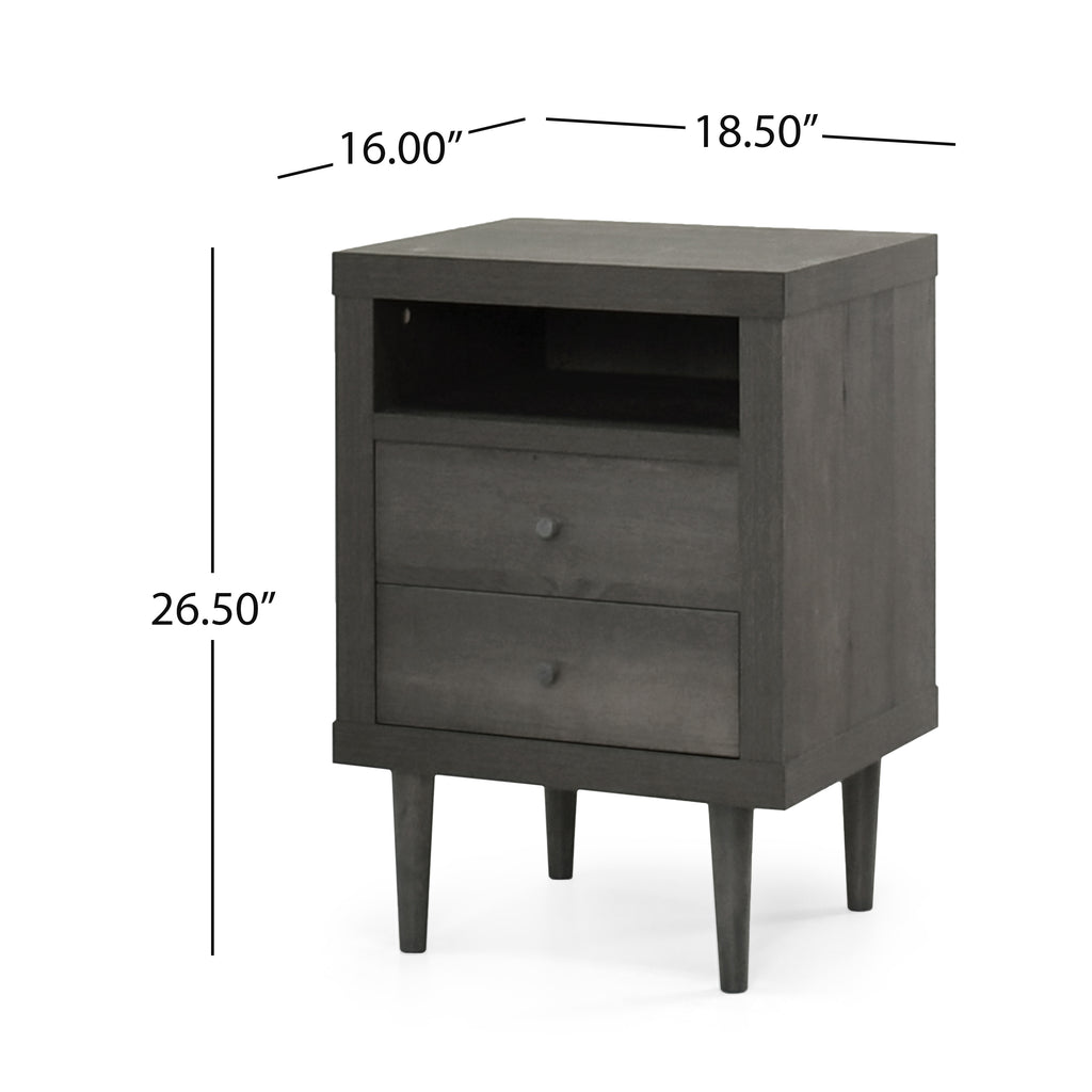 Ashley Modern Nightstand 2-Drawers, Bedside Table - Groovy Boardz