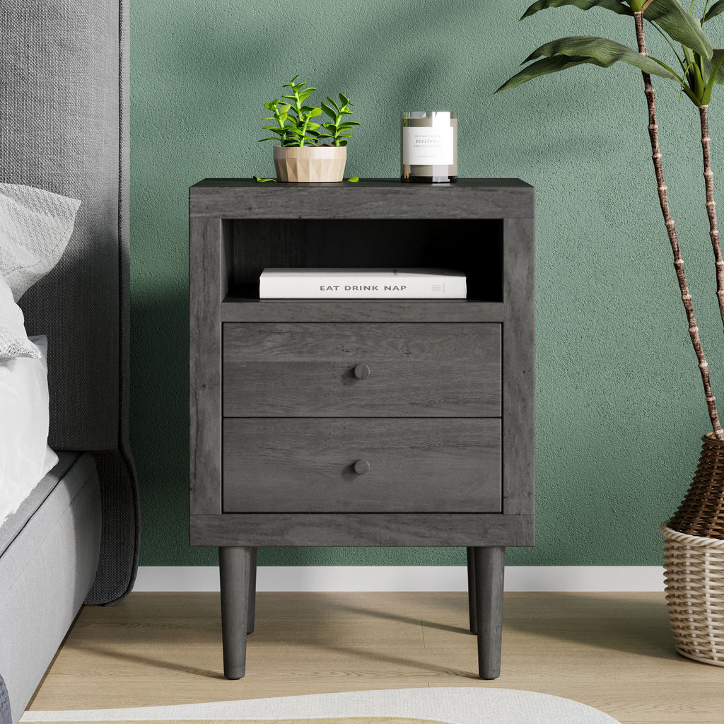 Ashley Modern Nightstand 2-Drawers, Bedside Table - Groovy Boardz