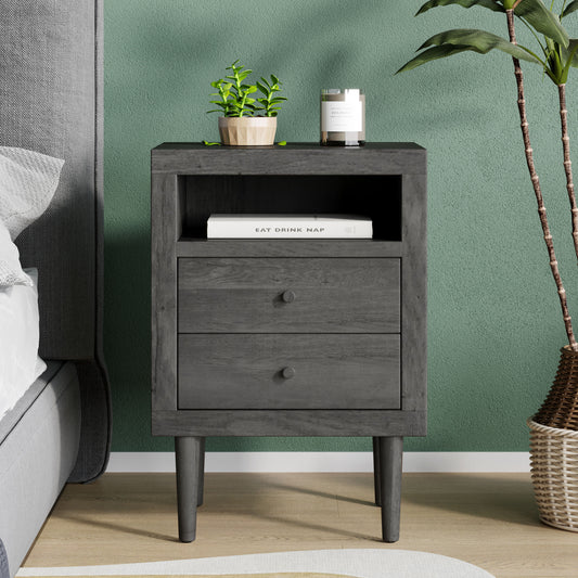 Ashley Modern Nightstand 2-Drawers, Bedside Table - Groovy Boardz