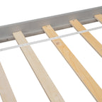 Full Bed with Bookcase Headboard, Under bed Storage Drawers and Bed End Storage Case,Grey