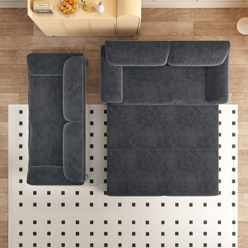 66' Queen Pull Out Sofa Bed, 3-in-1 Convertible Sleeper Sofa with Side Storage,Multi-Functional Velvet Loveseat Bed for Living Room,Bedroom,Apartment,Office Sofa