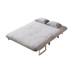 velvet light gray 55″ Convertible Chair Bed, Tri-Fold Sofa Bed with Adjustable Backrest & Pillow, Leisure Chaise Lounge Couch with Sturdy Steel Frame for Home & Office, Comfortable Sleeper Chair