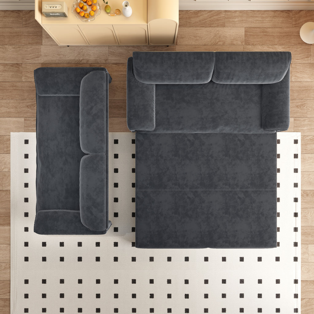 66' Queen Pull Out Sofa Bed, 3-in-1 Convertible Sleeper Sofa with Side Storage,Multi-Functional Velvet Loveseat Bed for Living Room,Bedroom,Apartment,Office