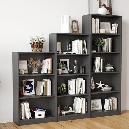 Bookcase Freestanding 5 Shelf Wood Bookshelf Adjustable Shelves for Home Office,5 Layer, Grey