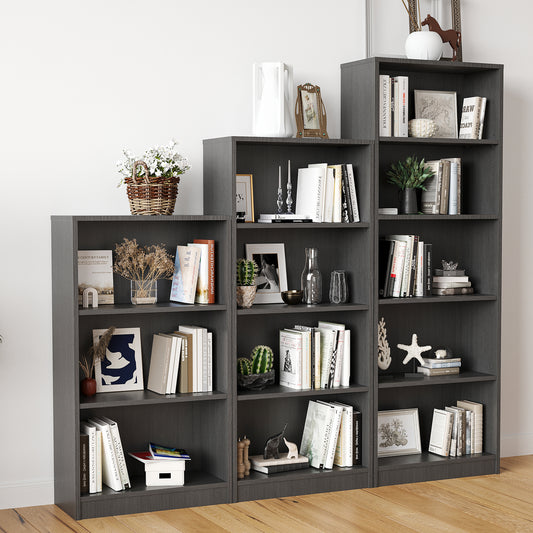 Bookcase Freestanding 5 Shelf Wood Bookshelf Adjustable Shelves for Home Office,5 Layer, Grey