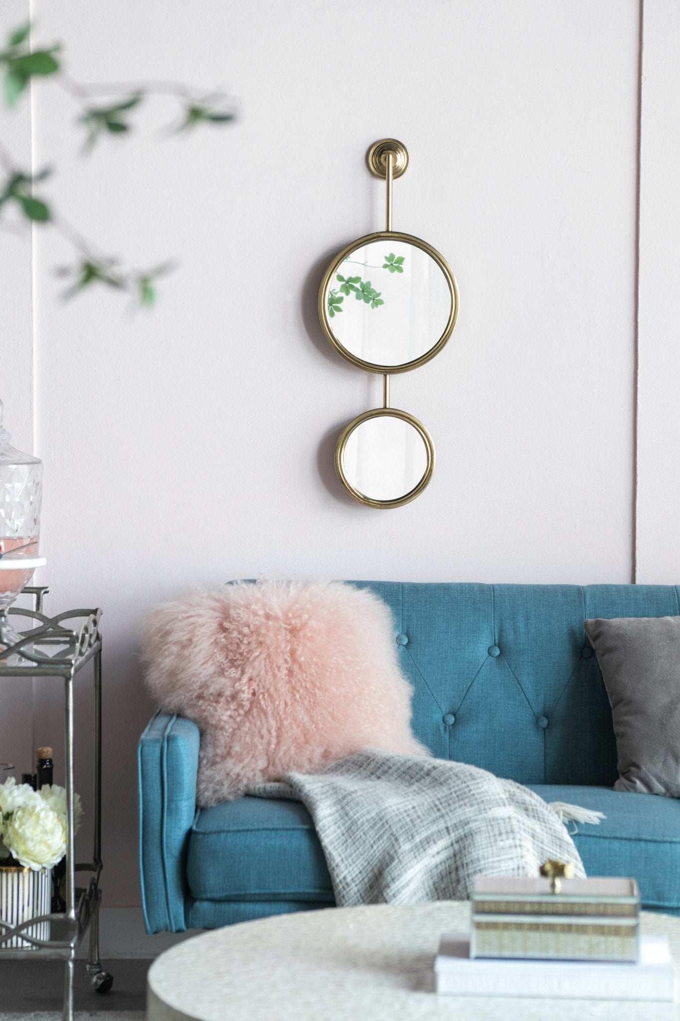 2 Circle Mirrors for Wall Decor, Unique Contemporary Wall Mirror for Living Room Bedroom Entryway,11" x 28.5" - Groovy Boardz