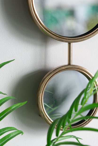 2 Circle Mirrors for Wall Decor, Unique Contemporary Wall Mirror for Living Room Bedroom Entryway,11" x 28.5" - Groovy Boardz