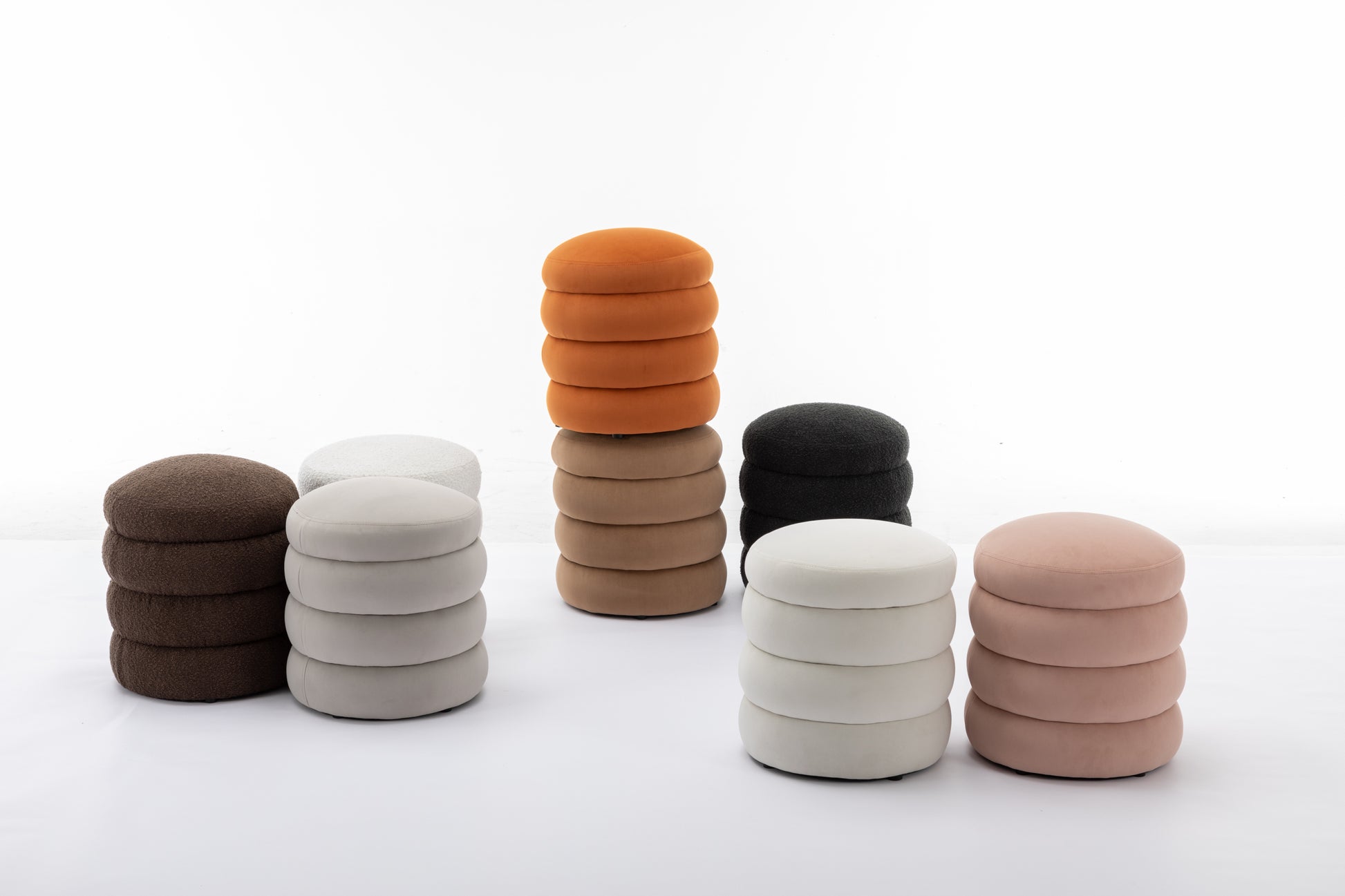 Gwen Soft Velvet Round Ottoman Footrest Stool