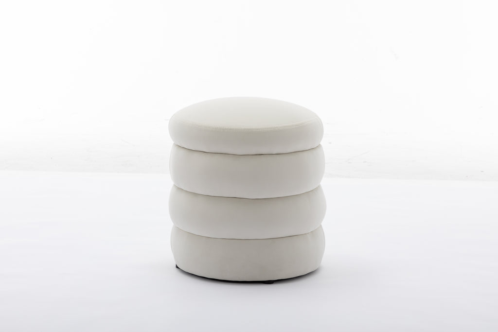 Gwen Soft Velvet Round Ottoman Footrest Stool