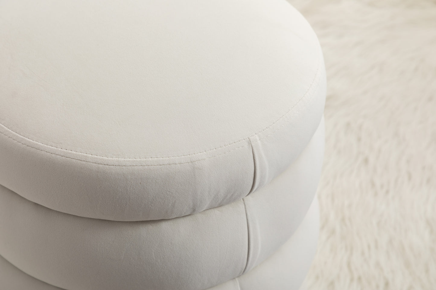 Gwen Soft Velvet Round Ottoman Footrest Stool