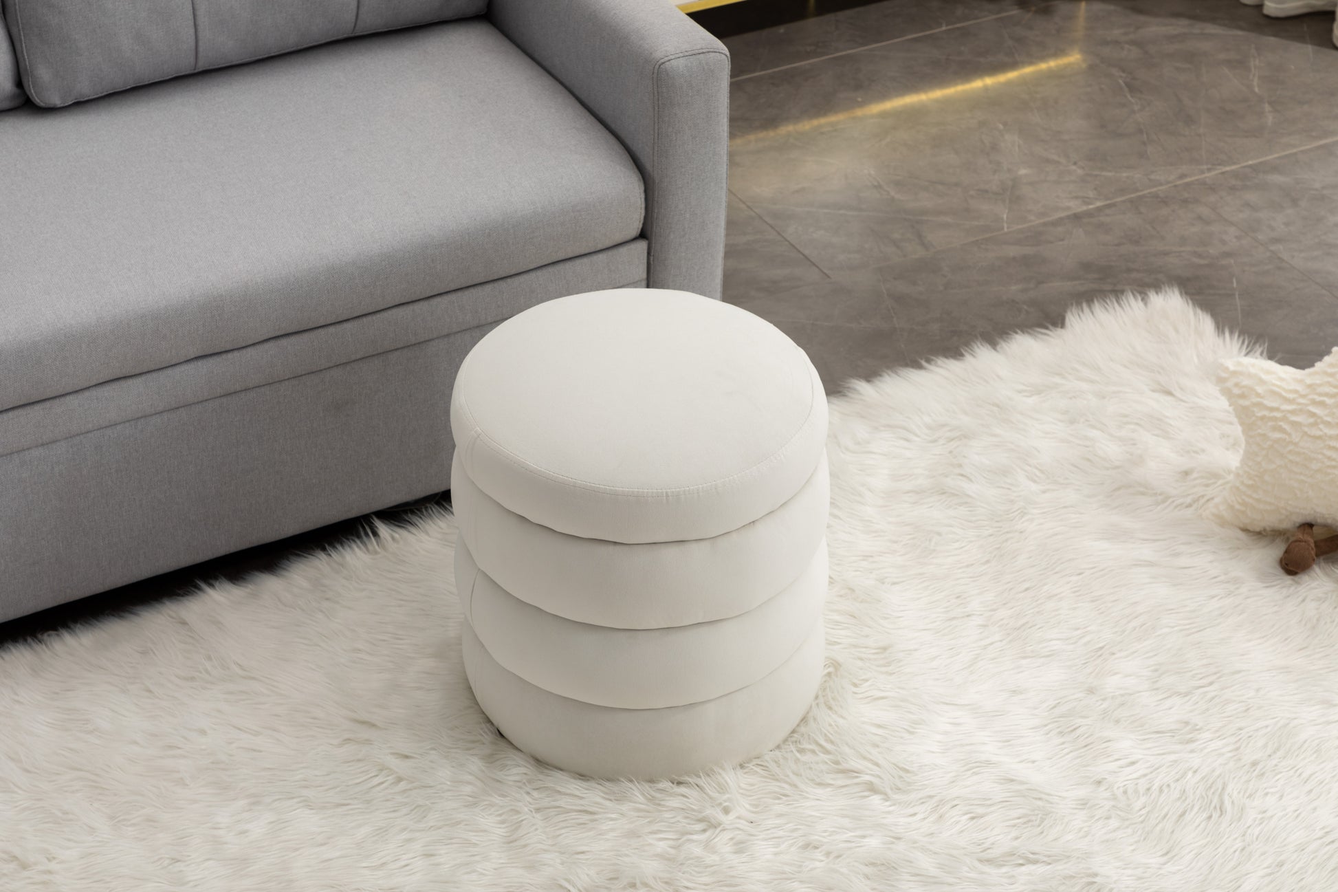 Gwen Soft Velvet Round Ottoman Footrest Stool