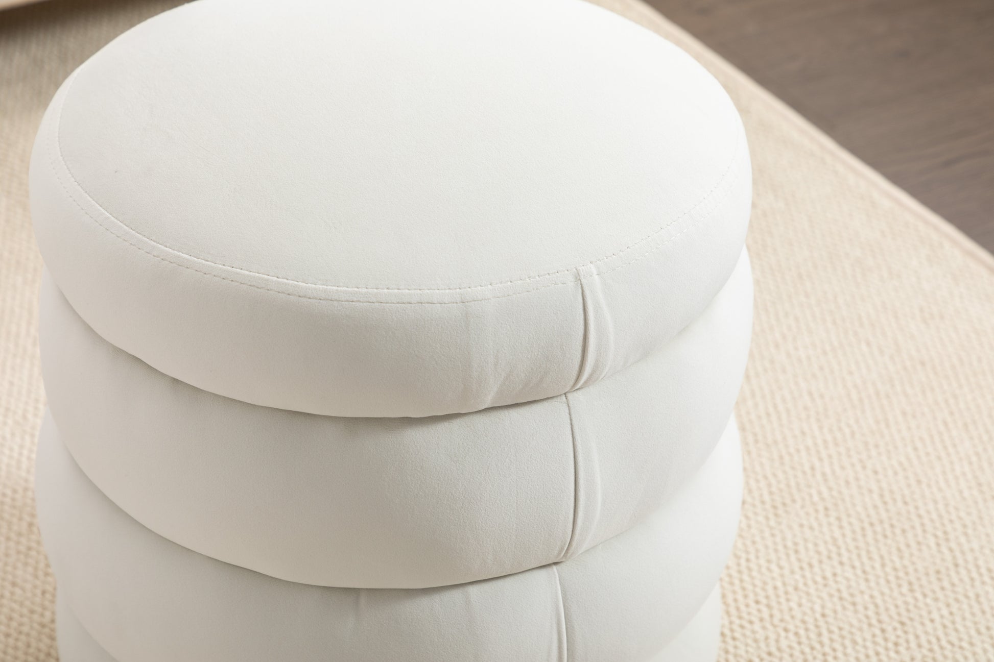 Gwen Soft Velvet Round Ottoman Footrest Stool