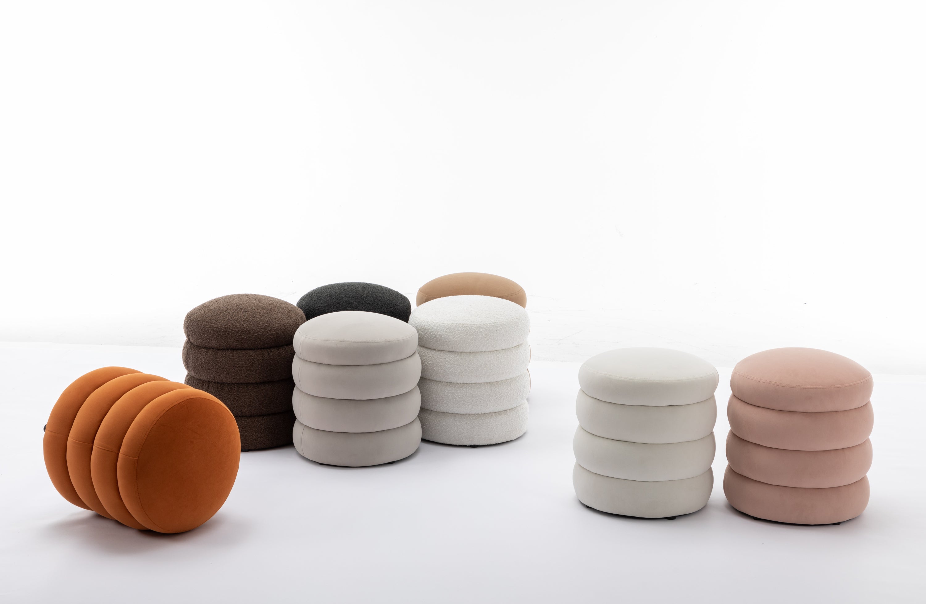 Gwen Soft Velvet Round Ottoman Footrest Stool