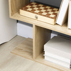 HOMCOM 75.5'H Bookcase 6 Shelf S-Shaped Bookshelf Wooden Storage Display Stand Shelf Organizer Free Standing Oak