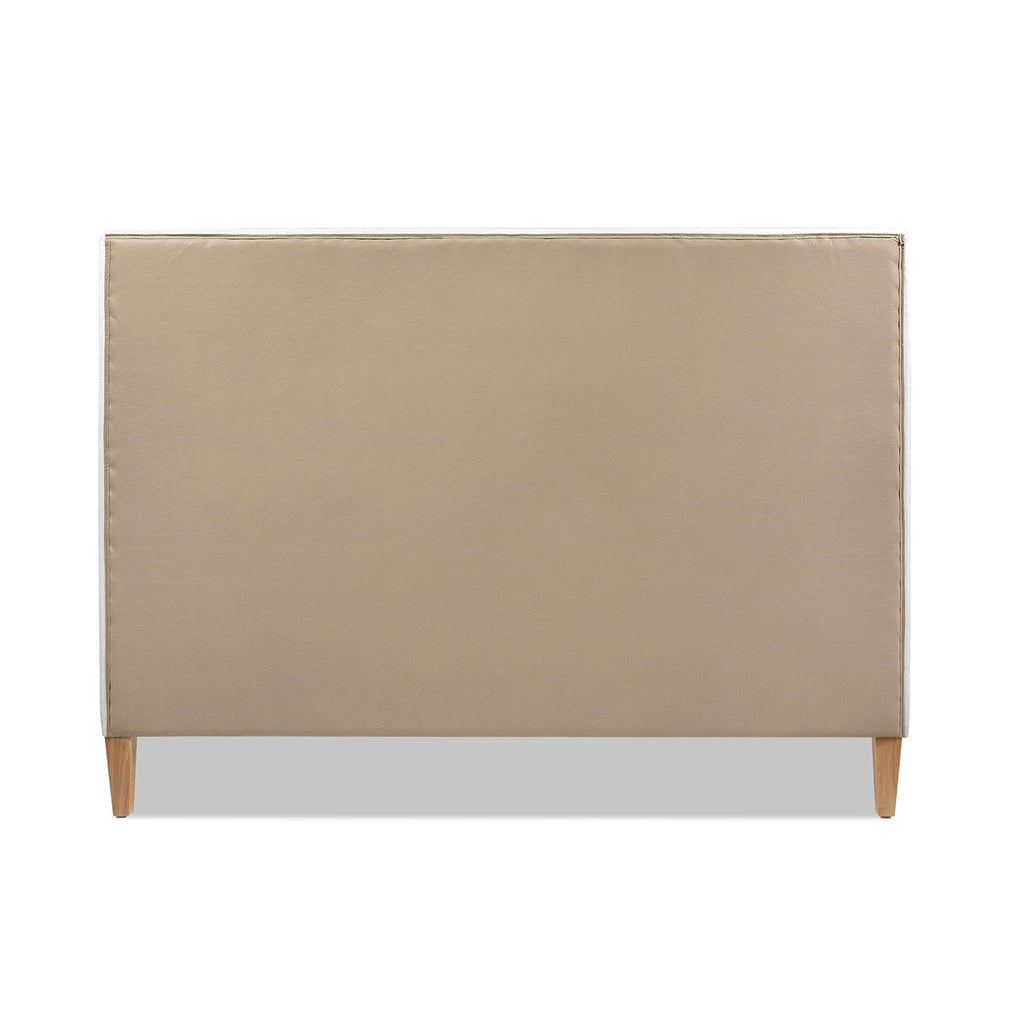 Haley Upholstered Cane-Back Platform Bed, Queen, Antique White Polyester