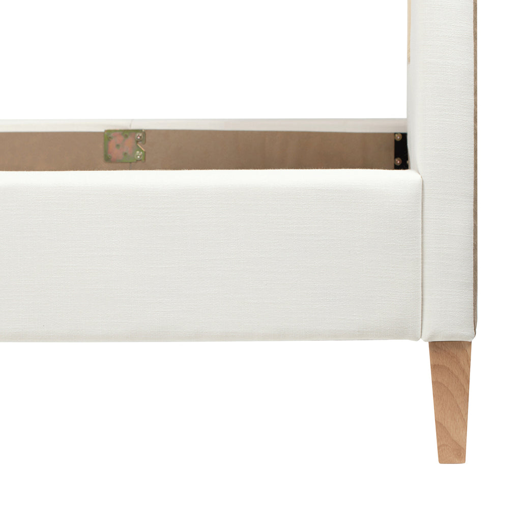 Haley Upholstered Cane-Back Platform Bed, Queen, Antique White Polyester
