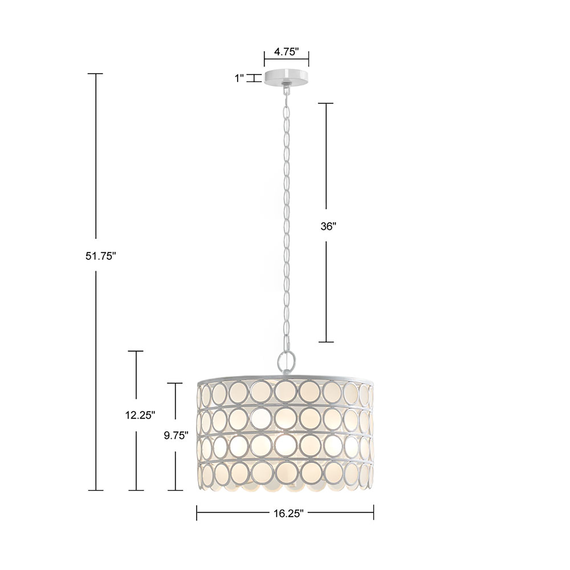 4-Light Glass Drum Shade Chandelier