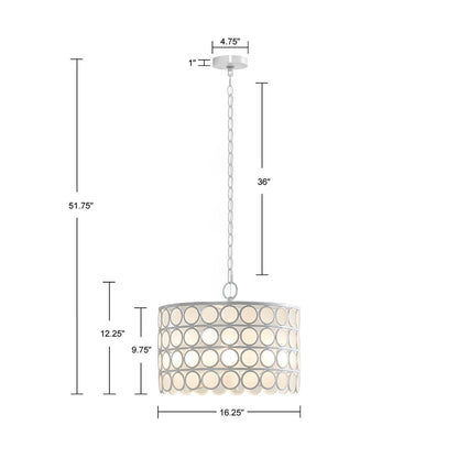 4-Light Glass Drum Shade Chandelier