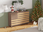 55'Buffet Sideboard Cabinet Storage: versatile kitchen storage cabinet with Hand Carved Craftsmanship featuring 2 drawers and 3 doors, this piece doubles as a coffee bar console with adjustable shelve