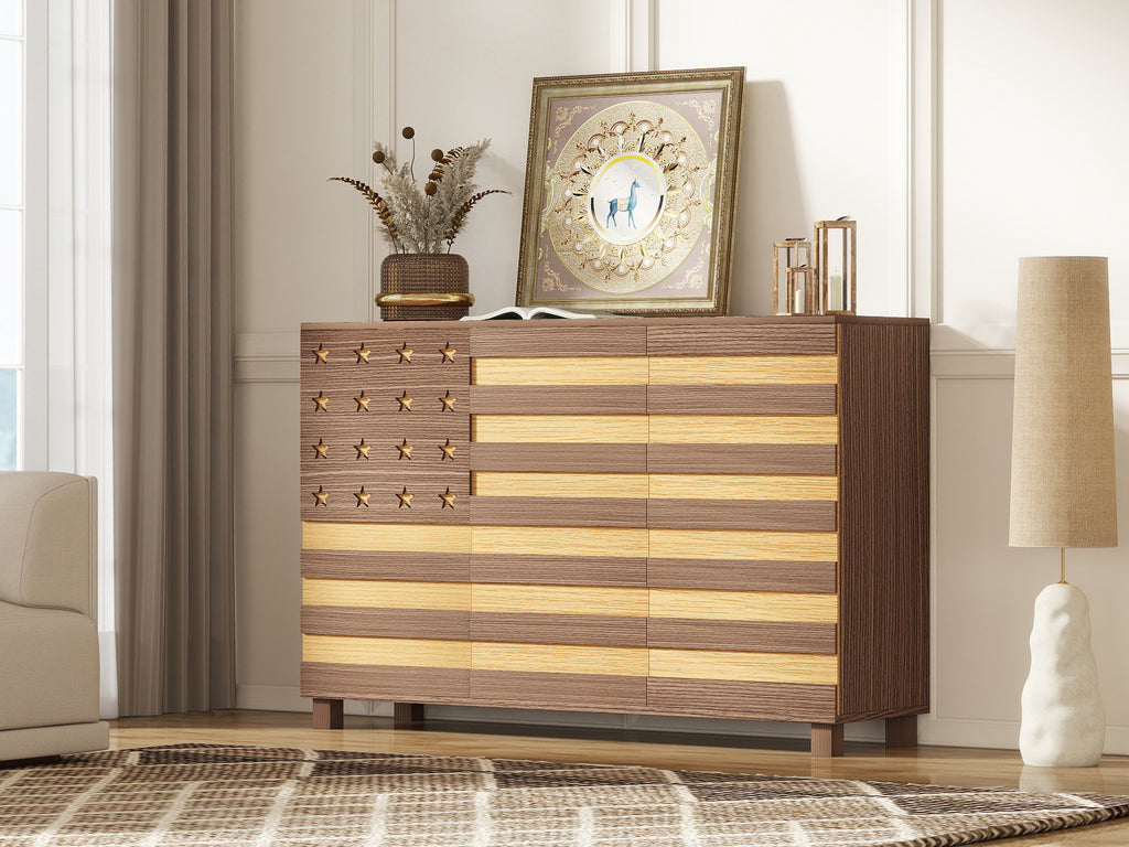 55'Buffet Sideboard Cabinet Storage: versatile kitchen storage cabinet with Hand Carved Craftsmanship featuring 2 drawers and 3 doors, this piece doubles as a coffee bar console with adjustable shelve