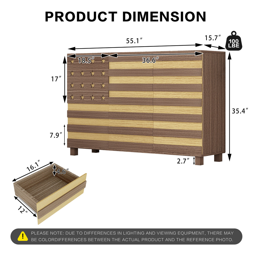55'Buffet Sideboard Cabinet Storage: versatile kitchen storage cabinet with Hand Carved Craftsmanship featuring 2 drawers and 3 doors, this piece doubles as a coffee bar console with adjustable shelve