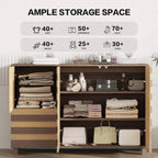 55'Buffet Sideboard Cabinet Storage: versatile kitchen storage cabinet with Hand Carved Craftsmanship featuring 2 drawers and 3 doors, this piece doubles as a coffee bar console with adjustable shelve