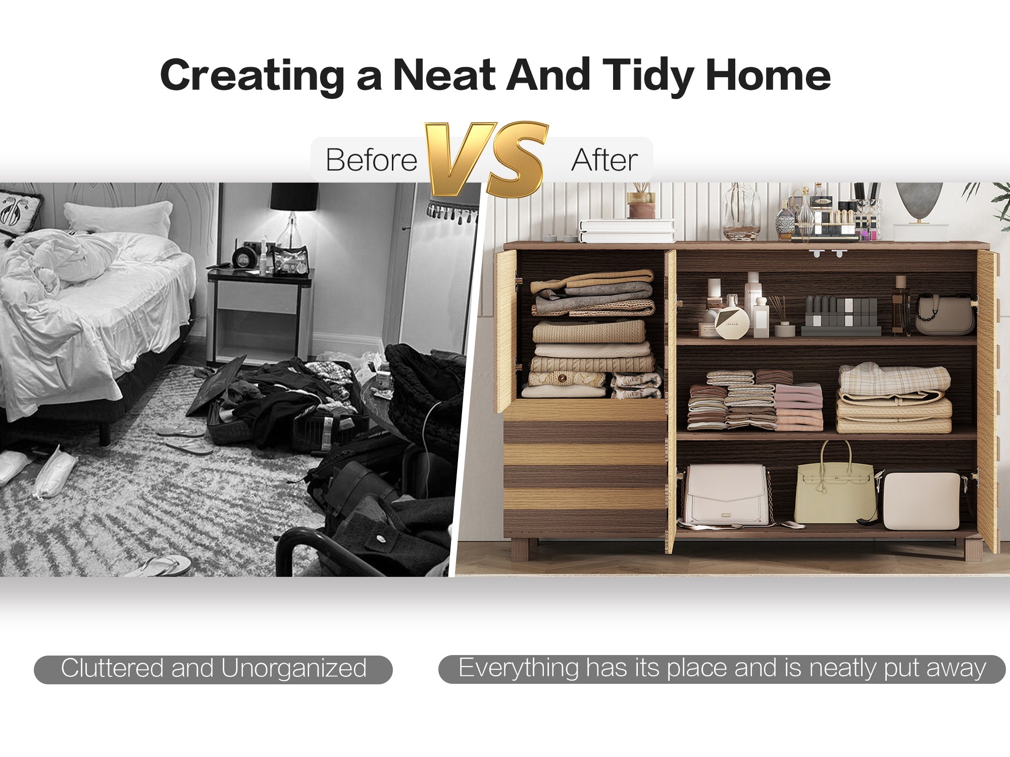 55'Buffet Sideboard Cabinet Storage: versatile kitchen storage cabinet with Hand Carved Craftsmanship featuring 2 drawers and 3 doors, this piece doubles as a coffee bar console with adjustable shelve