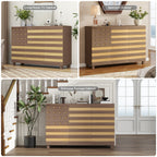 55'Buffet Sideboard Cabinet Storage: versatile kitchen storage cabinet with Hand Carved Craftsmanship featuring 2 drawers and 3 doors, this piece doubles as a coffee bar console with adjustable shelve