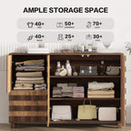 55' Buffet Sideboard Cabinet with Storage: Kitchen Storage cabinet With Hand Carved Craftsmanship with 2 Drawers and 3 Doors,Coffee Bar Console with Adjustable Shelves -for Entryway Living Room.Walnut