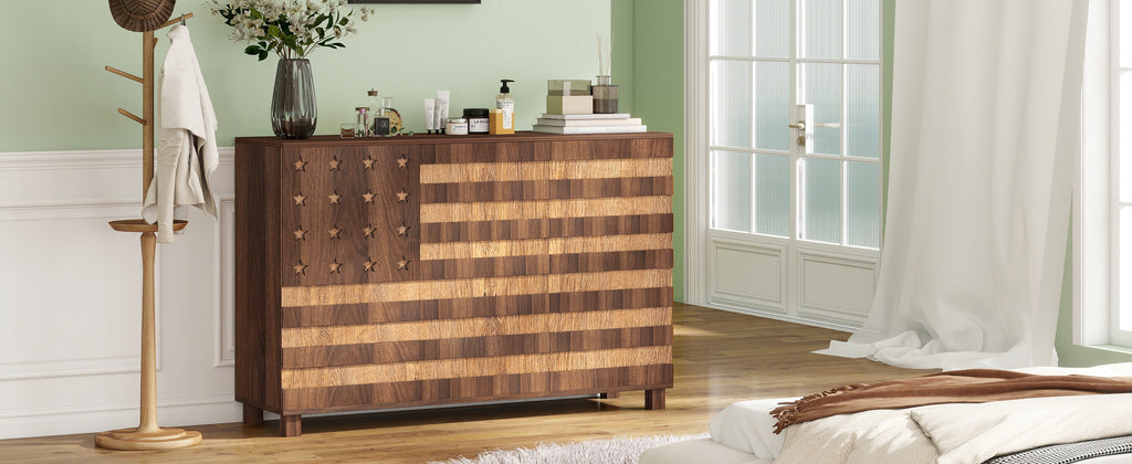 55' Buffet Sideboard Cabinet with Storage: Kitchen Storage cabinet With Hand Carved Craftsmanship with 2 Drawers and 3 Doors,Coffee Bar Console with Adjustable Shelves -for Entryway Living Room.Walnut