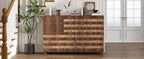 55' Buffet Sideboard Cabinet with Storage: Kitchen Storage cabinet With Hand Carved Craftsmanship with 2 Drawers and 3 Doors,Coffee Bar Console with Adjustable Shelves -for Entryway Living Room.Walnut