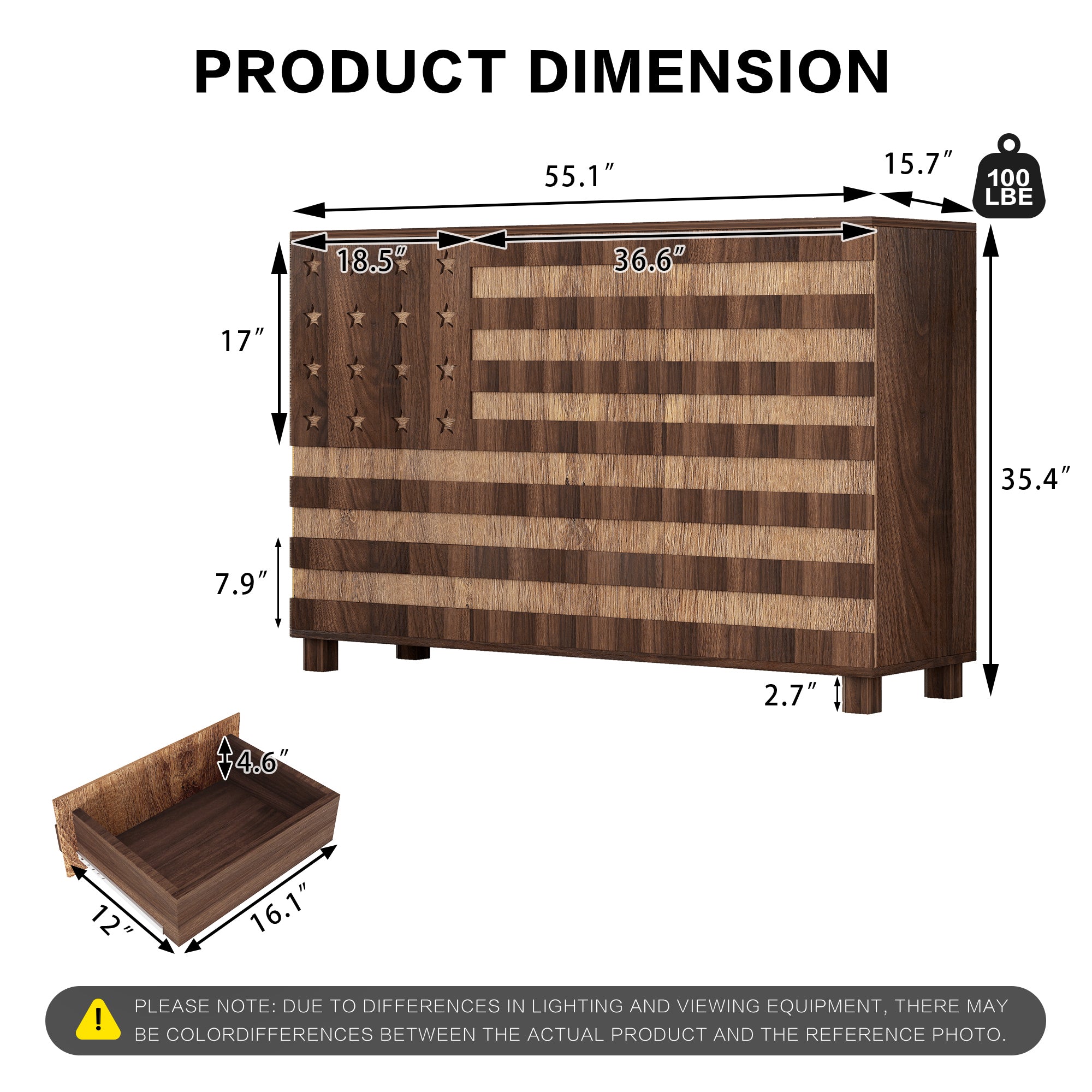 55' Buffet Sideboard Cabinet with Storage: Kitchen Storage cabinet With Hand Carved Craftsmanship with 2 Drawers and 3 Doors,Coffee Bar Console with Adjustable Shelves -for Entryway Living Room.Walnut