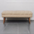 Artisan Furniture Solid Wood Cream Boucle Puffer Bench