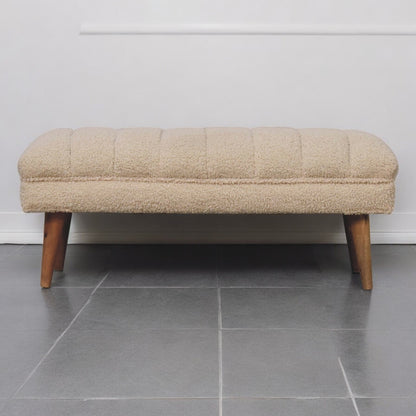 Artisan Furniture Solid Wood Cream Boucle Puffer Bench