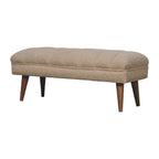 Artisan Furniture Solid Wood Cream Boucle Puffer Bench