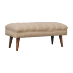Artisan Furniture Solid Wood Cream Boucle Puffer Bench