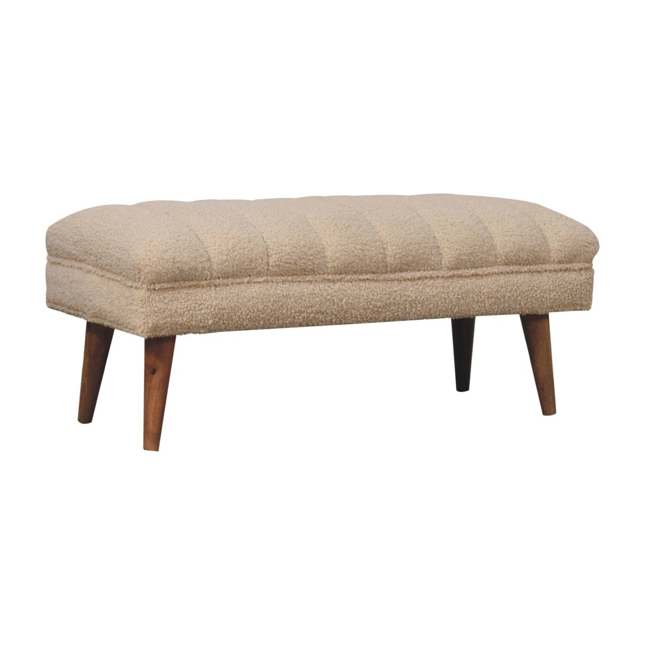 Artisan Furniture Solid Wood Cream Boucle Puffer Bench