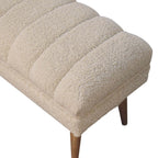 Artisan Furniture Solid Wood Cream Boucle Puffer Bench