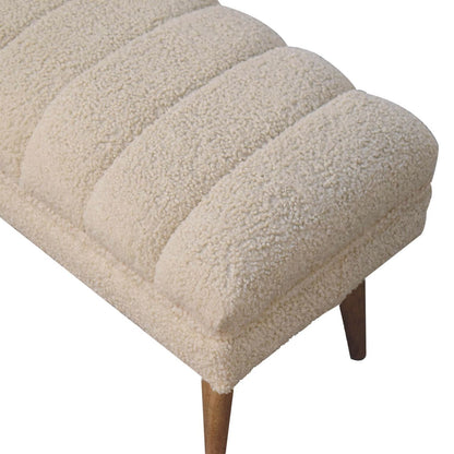 Artisan Furniture Solid Wood Cream Boucle Puffer Bench