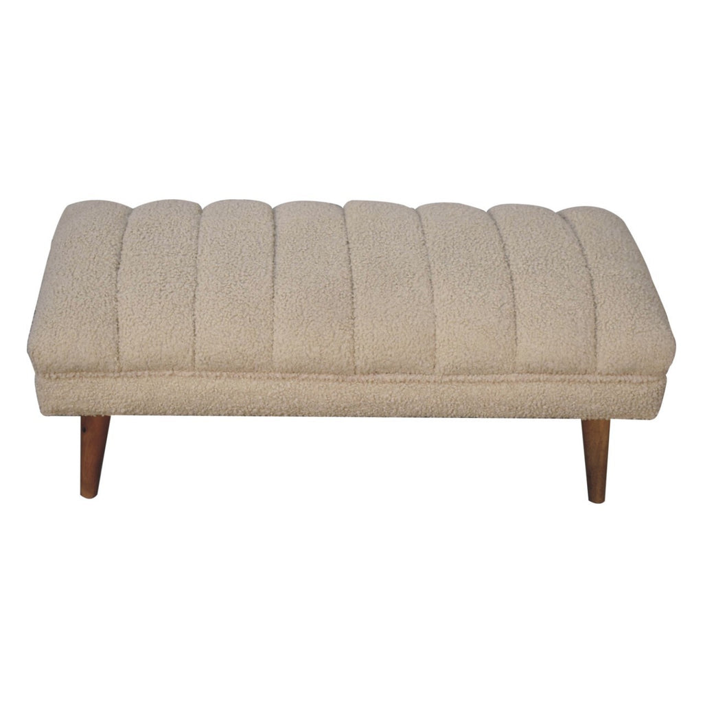 Artisan Furniture Solid Wood Cream Boucle Puffer Bench