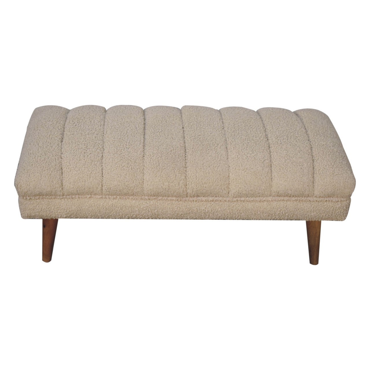 Artisan Furniture Solid Wood Cream Boucle Puffer Bench