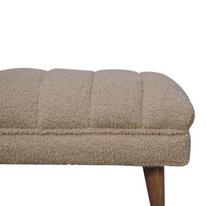 Artisan Furniture Solid Wood Cream Boucle Puffer Bench