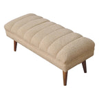 Artisan Furniture Solid Wood Cream Boucle Puffer Bench