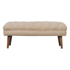 Artisan Furniture Solid Wood Cream Boucle Puffer Bench