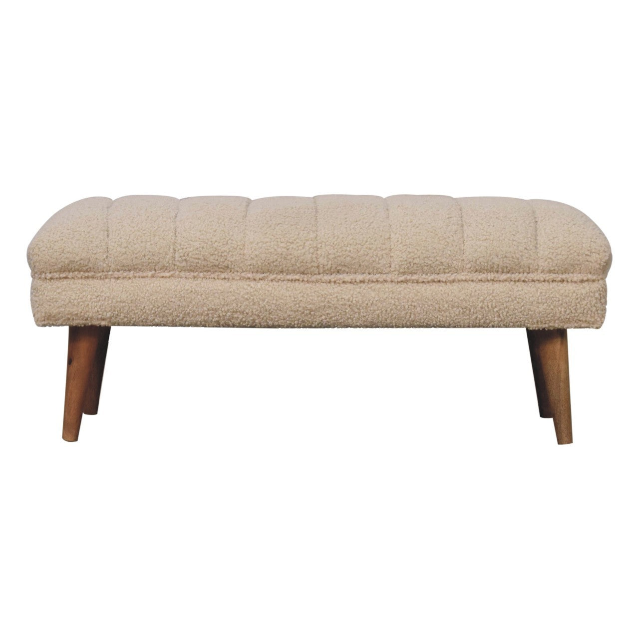 Artisan Furniture Solid Wood Cream Boucle Puffer Bench