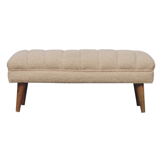 Artisan Furniture Solid Wood Cream Boucle Puffer Bench